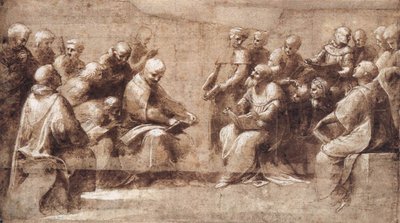 Ontwerp voor de onderste helft van de Disputa door Raffaello Sanzio Raphael